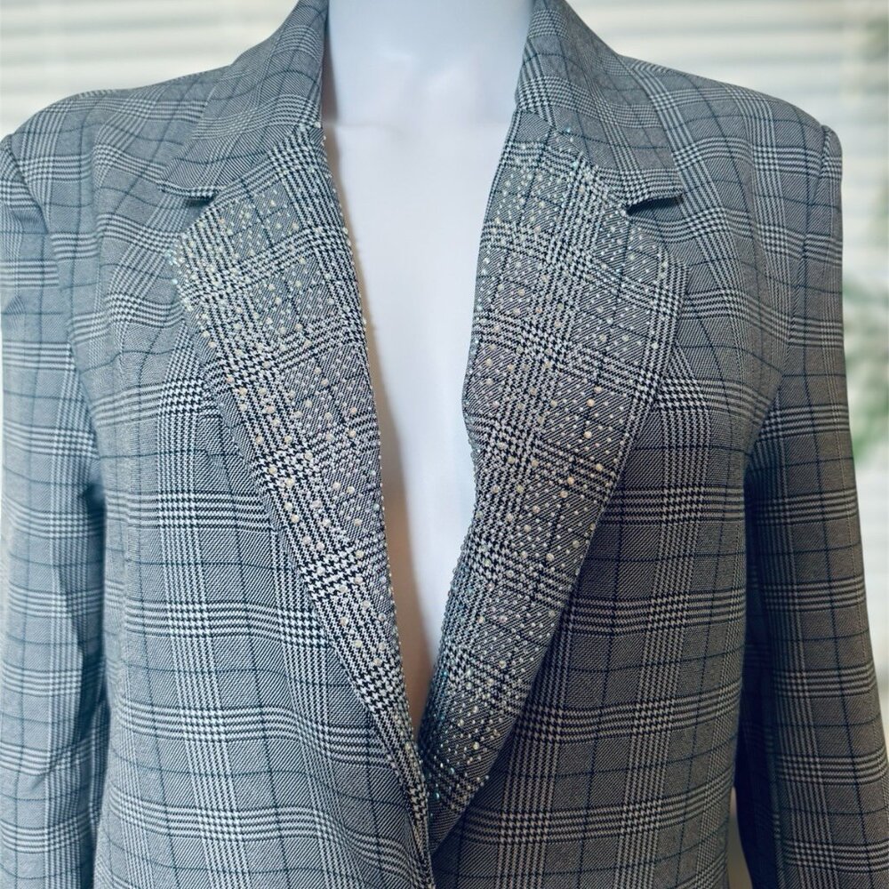 Steve Madden Ladies' Blazer Black / Gray Rhinestone Embellishment Sz S